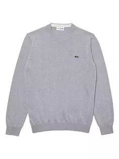 Хлопковый свитер с круглым вырезом Lacoste, цвет silver