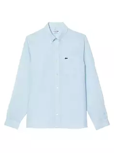Льняная рубашка на пуговицах Lacoste, синий