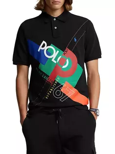 Хлопковая рубашка-поло с логотипом Polo Ralph Lauren, черный