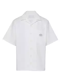 Хлопковая рубашка с короткими рукавами Prada, белый