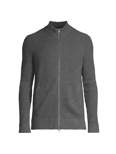 Кардиган Reserve из шерсти и смесового кашемира в рубчик Faherty Brand, цвет charcoal night melange