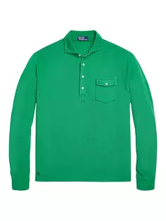 Сетчатая рубашка-поло с длинными рукавами Polo Ralph Lauren, цвет stem green