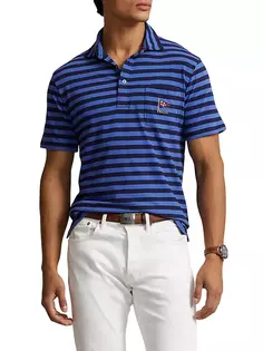 Хлопковая рубашка-поло в полоску Lisle Polo Ralph Lauren, темно-синий