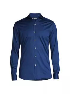 Хлопковая рубашка на пуговицах спереди Canali, синий