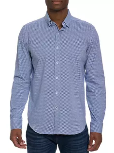 Рубашка на пуговицах Girman с геометрическим узором Robert Graham, темно-синий