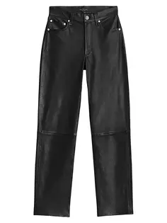 Кожаные брюки прямого кроя Harlow Rag &amp; Bone, черный