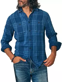 Джинсовая рубашка в клетку Malibu на пуговицах спереди Faherty Brand, цвет tony plaid