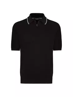 Рубашка поло на молнии из шелка и хлопка Stefano Ricci, черный