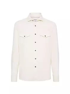 Повседневная рубашка в стиле вестерн, окрашенная в готовом виде, легкая посадка Brunello Cucinelli, цвет off white