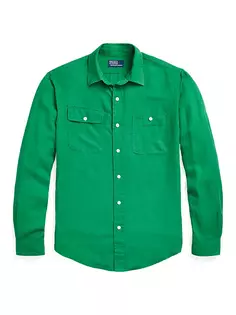 Спортивная рубашка из шелкового льна с длинными рукавами Polo Ralph Lauren, зеленый