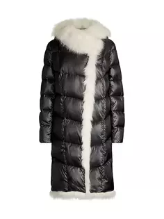 Пальто-спальный мешок с отделкой из искусственного меха Donna Karan New York, черный