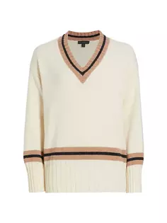 Пуловер из смеси альпаки и свитера Collection Varsity Saks Fifth Avenue, цвет egret
