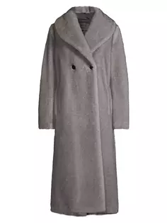 Двубортное пальто из искусственного меха Donna Karan New York, серый