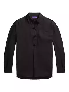 Шелково-льняная спортивная рубашка в честь Лунного Нового года Ralph Lauren Purple Label, черный