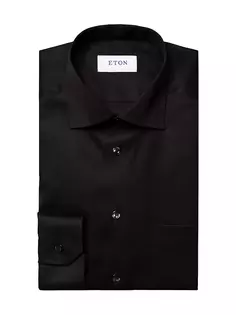 Классическая рубашка на пуговицах из твила Eton, черный