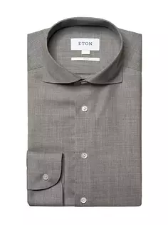 Рубашка приталенного кроя из шерсти мериноса Eton, серый