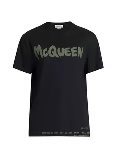 Футболка с круглым вырезом с принтом граффити Alexander Mcqueen, черный