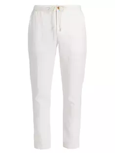 Укороченные льняные брюки узкого кроя Saks Fifth Avenue, белый