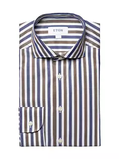 Рубашка узкого кроя в полоску Eton, синий