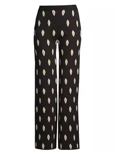 Жаккардовые трикотажные брюки без застежки «Икат» Undra Celeste, цвет black tribal dot
