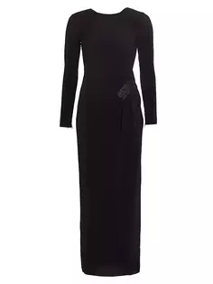 Украшенное плиссированное платье из джерси Giorgio Armani, черный