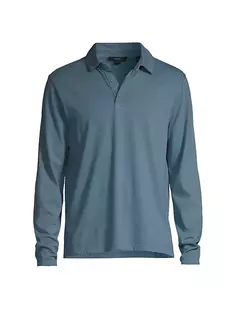 Рубашка-поло с длинными рукавами, окрашенная в готовом виде Vince, цвет washed high sea