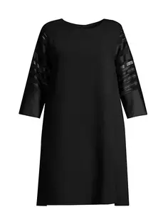 Полупрозрачное полосатое платье-миди Caroline Rose, Plus Size, черный