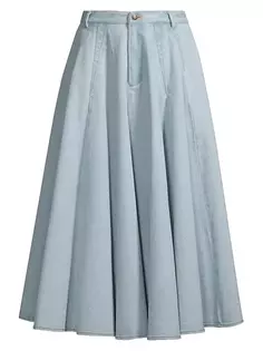 Джинсовая расклешенная юбка-миди Jason Wu, цвет light wash