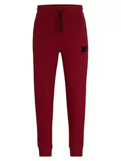 Спортивные штаны из хлопковой махры с логотипом с эффектом металлик Hugo, красный