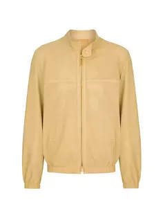 Куртка-блузон из нубука из телячьей кожи Stefano Ricci, желтый