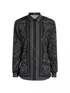Рубашка на пуговицах спереди в стиле фуляр Barocco Versace, черный