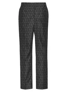 Нейлоновые брюки с принтом Iconographe по всей поверхности ткани Valentino Garavani, цвет nero