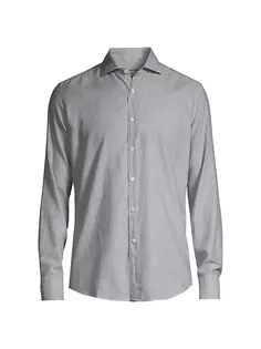 Однотонная спортивная рубашка с узором «елочка» Canali, серый