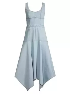 Джинсовое платье-миди с платком Jason Wu, цвет light wash