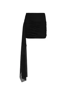 Мини-юбка со складками и драпировкой Helmut Lang, черный
