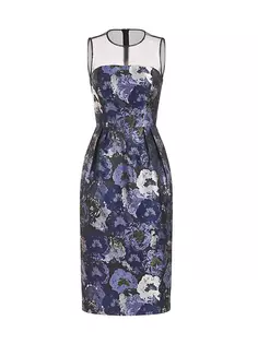 Жаккардовое платье миди с цветочным принтом Dottie Kay Unger, цвет cornflower