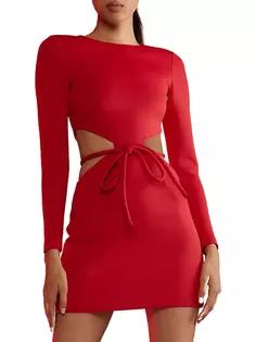 Мини-платье с вырезами и вышивкой Cynthia Rowley, красный