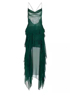 Платье из шелкового шифона с оборками Jason Wu Collection, цвет seagreen