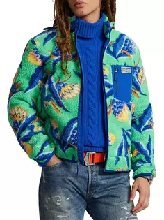 Флисовая куртка с высоким ворсом и цветочным принтом Polo Ralph Lauren, мультиколор