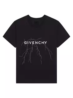 Хлопковая футболка свободного кроя со светоотражающим рисунком Givenchy, черный