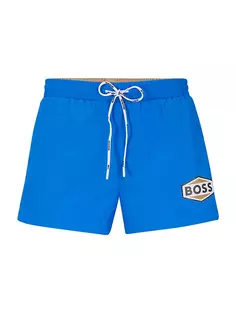 Быстросохнущие шорты для плавания с логотипом Boss, синий