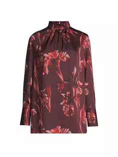 Блуза из крепдешина с цветочным принтом Misook, мультиколор