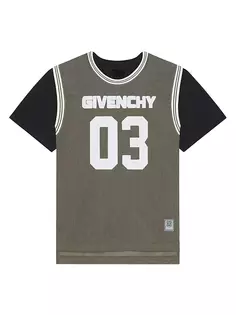 Футболка с нахлестом из сетки и джерси Givenchy, черный