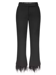 Укороченные расклешенные брюки из эластичного крепа с перьями Michael Michael Kors, черный
