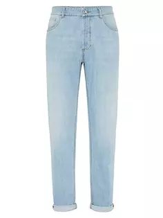 Легкие джинсовые джинсы традиционного кроя с пятью карманами Brunello Cucinelli, цвет light denim