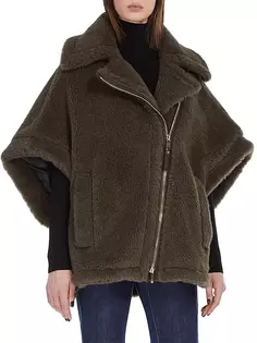 Асимметричная куртка на молнии из смеси альпаки Manto Max Mara, хаки