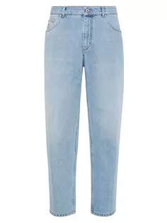 Джинсовые джинсы свободного покроя с пятью карманами Brunello Cucinelli, цвет light blue denim