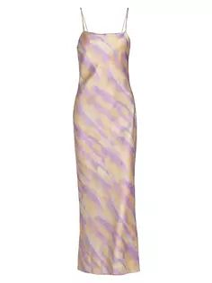 Платье-комбинация миди с воротником-хомутом Ikat Tie-Dye Vince, цвет sunset