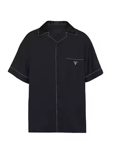 Шелковая рубашка с короткими рукавами Prada, черный