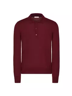 Рубашка-поло из кашемира и шелка с длинными рукавами и фирменной вышивкой логотипа V Valentino Garavani, цвет ruby